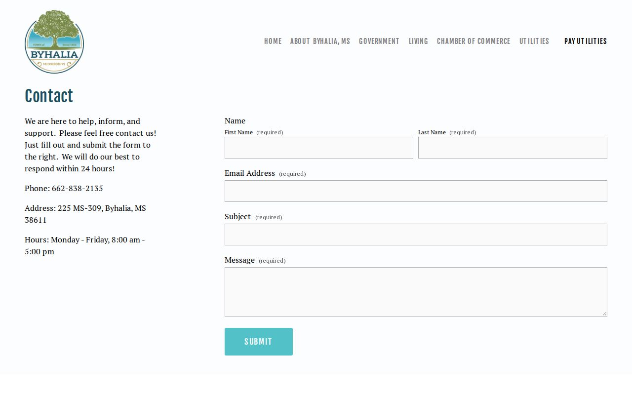 Byhalia court docket town office contact record route