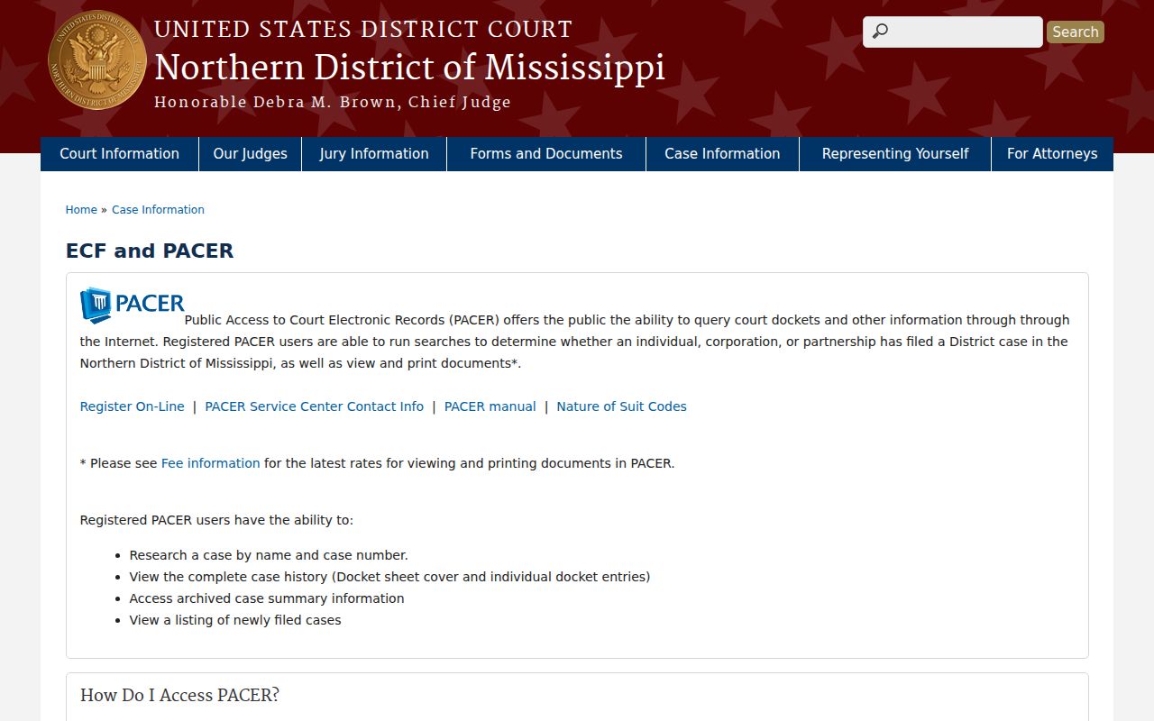 Marshall County court docket federal ECF and PACER access information image