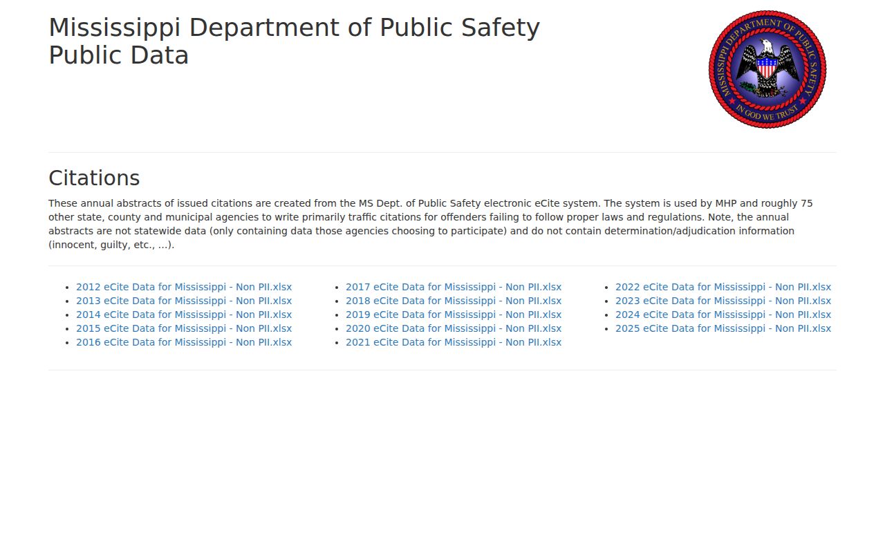 Marshall County traffic court DPS public citation data scope